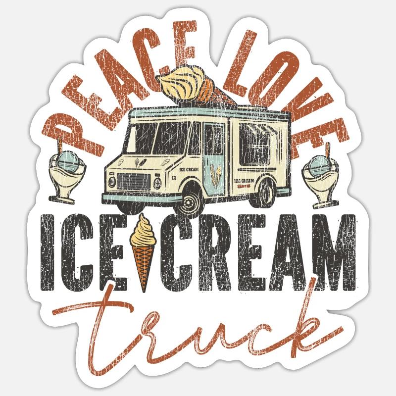 Crème glacée Camion de crème glacée Van Cone - Sticker taille S (10 x 10 cm) - blanc mat