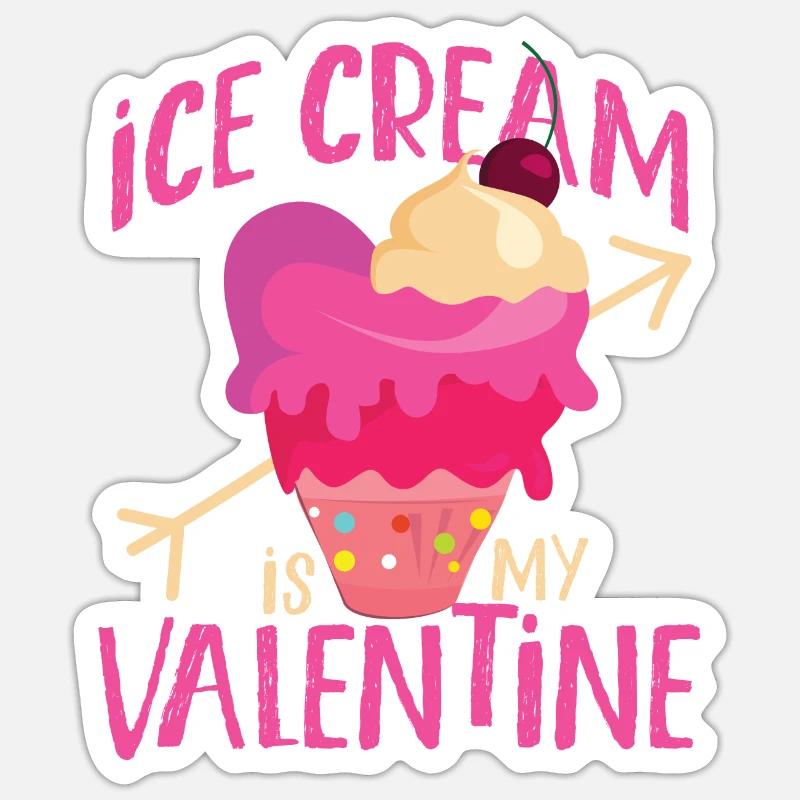 Crème glacée Valentines Day Coeur - Sticker taille S (10 x 10 cm) - blanc mat
