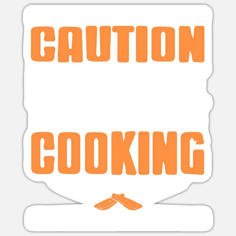Caution May Start Talking About Cooking Funny Sticker Größe S (10 x 10 cm)