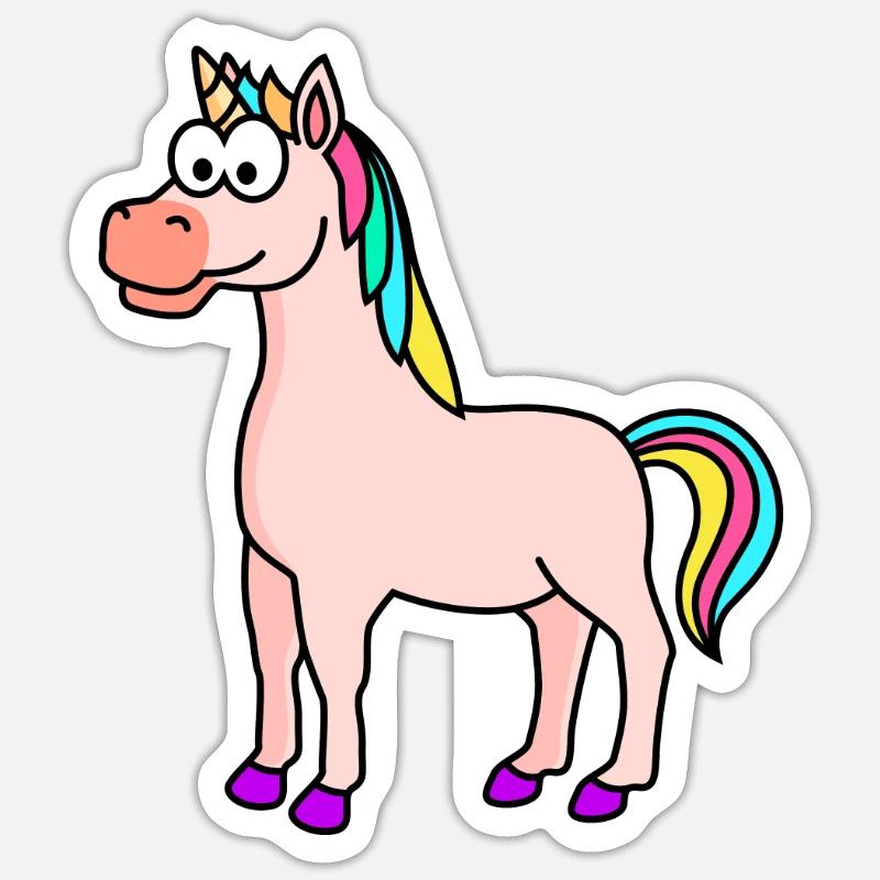 Einhorn Comic Tier - Sticker Größe S (10 x 10 cm) - Mattweiß