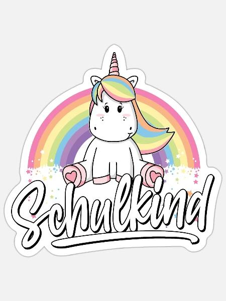 Schulkind Einhorn Erste Klasse Einschulung Schule - Sticker Größe S (10 x 10 cm) - Mattweiß