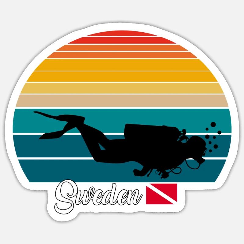 Sweden Scuba Diving Gift - Sticker Größe S (10 x 10 cm) - Mattweiß