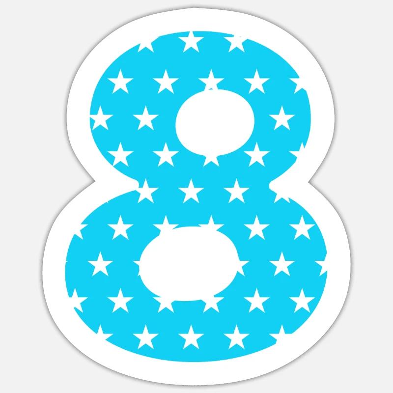 Numéro 8 - Sticker taille S (10 x 10 cm) - blanc mat