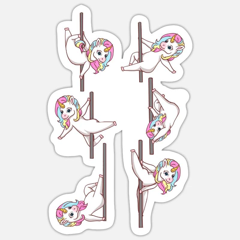 Jednorożec Pole Dancing Pole Dance Dancer - Naklejka - biały matowy