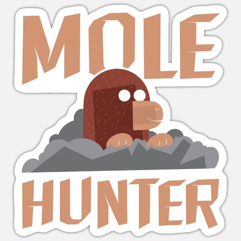 Mole Hunter Animal Hunter Wild Animal Mole - Sticker size S (10 x 10 cm) - white matte