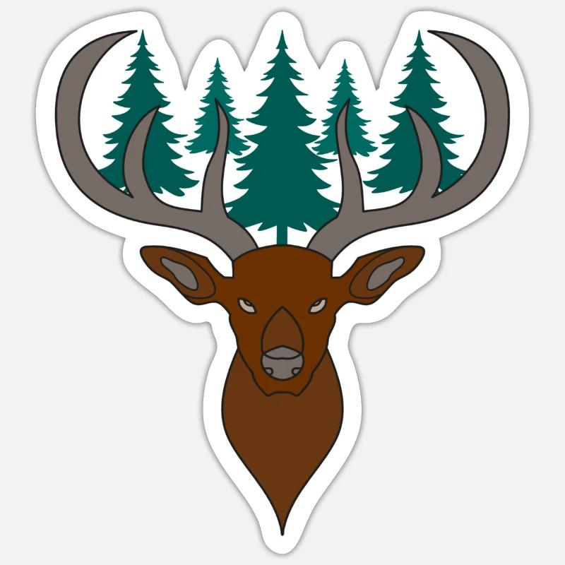 Rothirsch Geweih mit Hirschgeweih Sticker Größe S (10 x 10 cm)