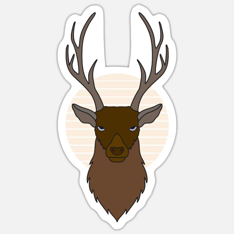 Rothirsch Geweih mit Hirschgeweih - Sticker Größe S (10 x 10 cm) - Mattweiß