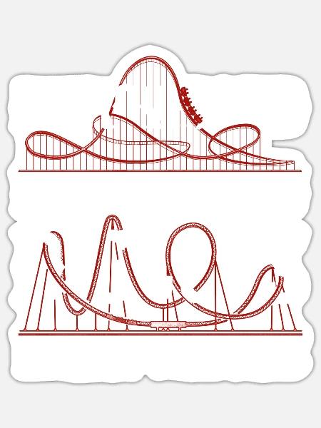 Roller Coaster Vintage Introverted - Sticker Größe S (10 x 10 cm) - Mattweiß