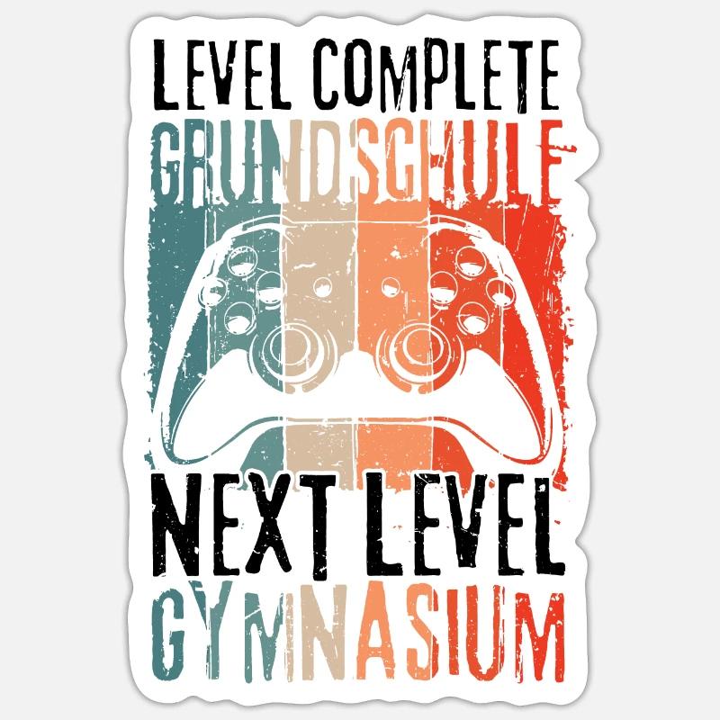 Level Complete Grundschule Einschulung Gymnasium Sticker Größe S (10 x 10 cm)