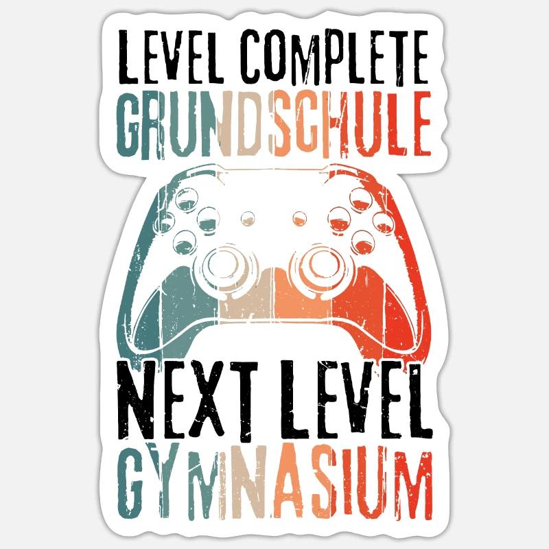 Level Complete Grundschule Einschulung Gymnasium - Sticker Größe S (10 x 10 cm) - Mattweiß
