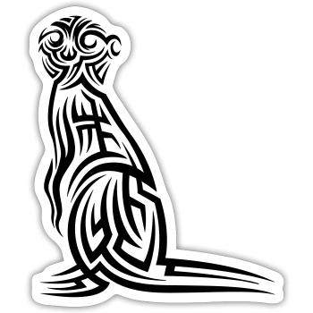 Erdmännchen Tribal Tattoo - Sticker Größe S (10 x 10 cm) - Mattweiß - Vorne