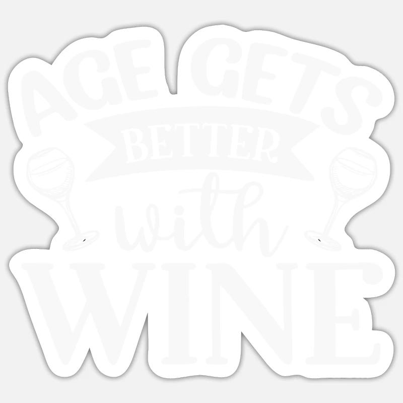 Das Alter wird besser mit Wein Sticker Größe S (10 x 10 cm)