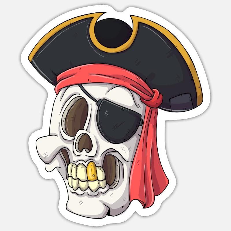Pirate cool - Sticker taille S (10 x 10 cm) - blanc mat