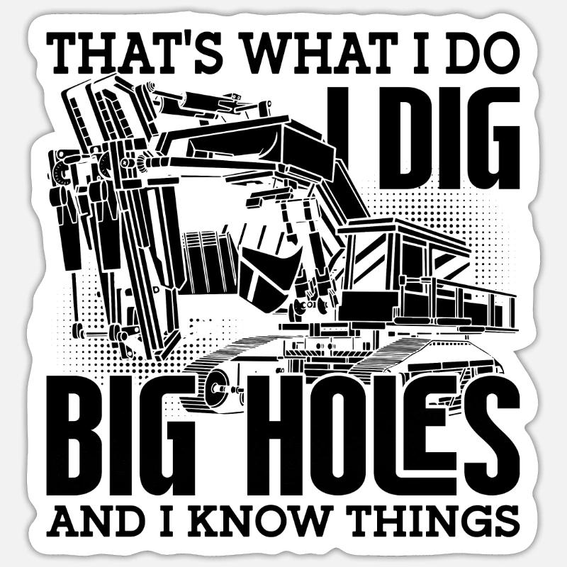 Bagger Bauarbeiter Baggerfahrer Geschenkidee - Sticker Größe S (10 x 10 cm) - Mattweiß