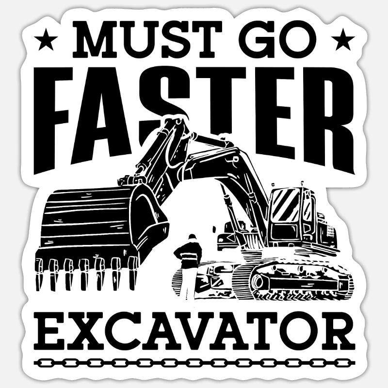 Baggern Bauarbeiter Baggerfahrer Geschenkidee - Sticker Größe S (10 x 10 cm) - Mattweiß