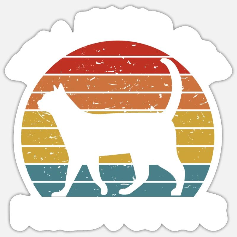 Drôle de chat vintage Dites à votre chat j’ai dit Pspsps - Sticker taille S (10 x 10 cm) - blanc mat