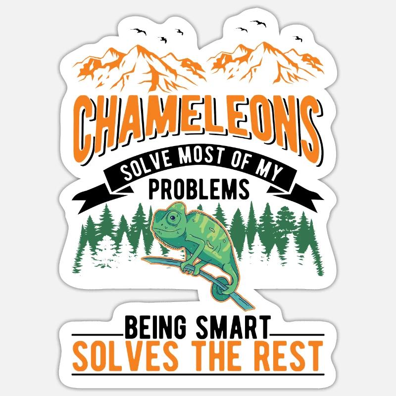 Chameleon Cadeau Caméléon - Sticker taille S (10 x 10 cm) - blanc mat