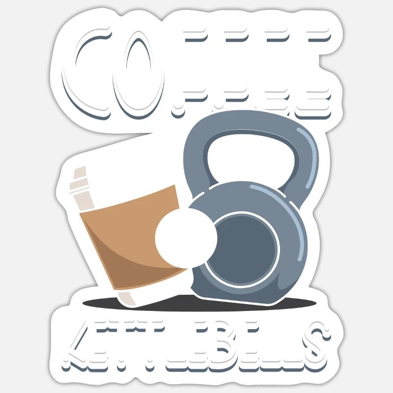 Coffee & Kettlebells - Sticker Größe S (10 x 10 cm) - Mattweiß
