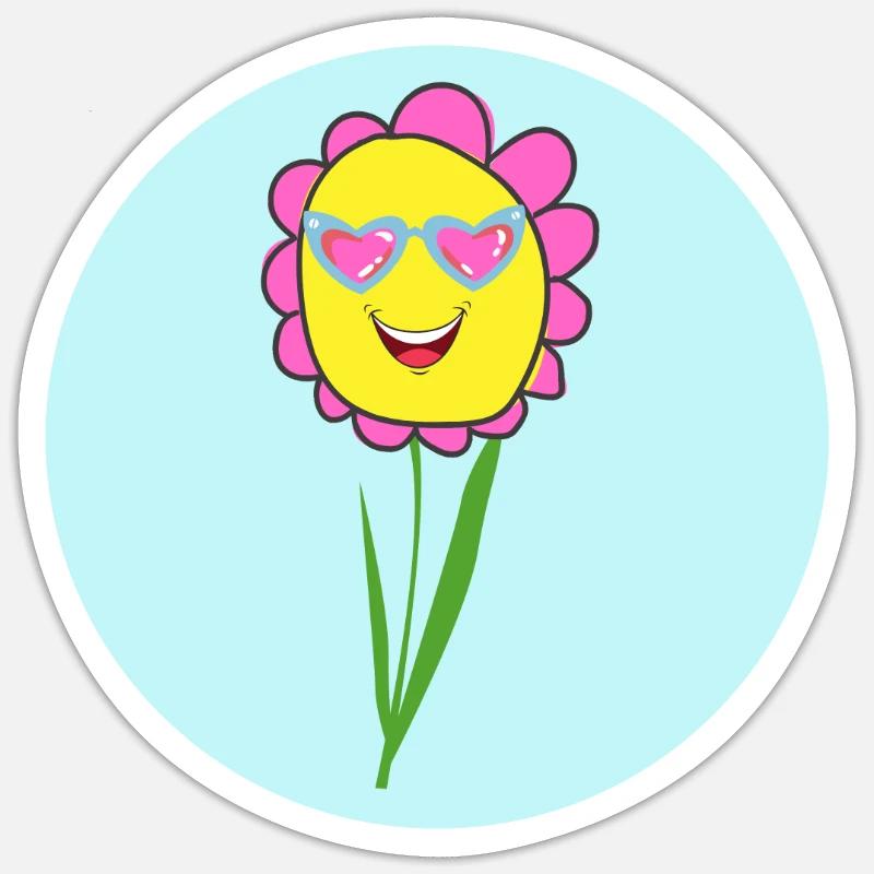 Fleur mignonne - Sticker taille S (10 x 10 cm) - blanc mat