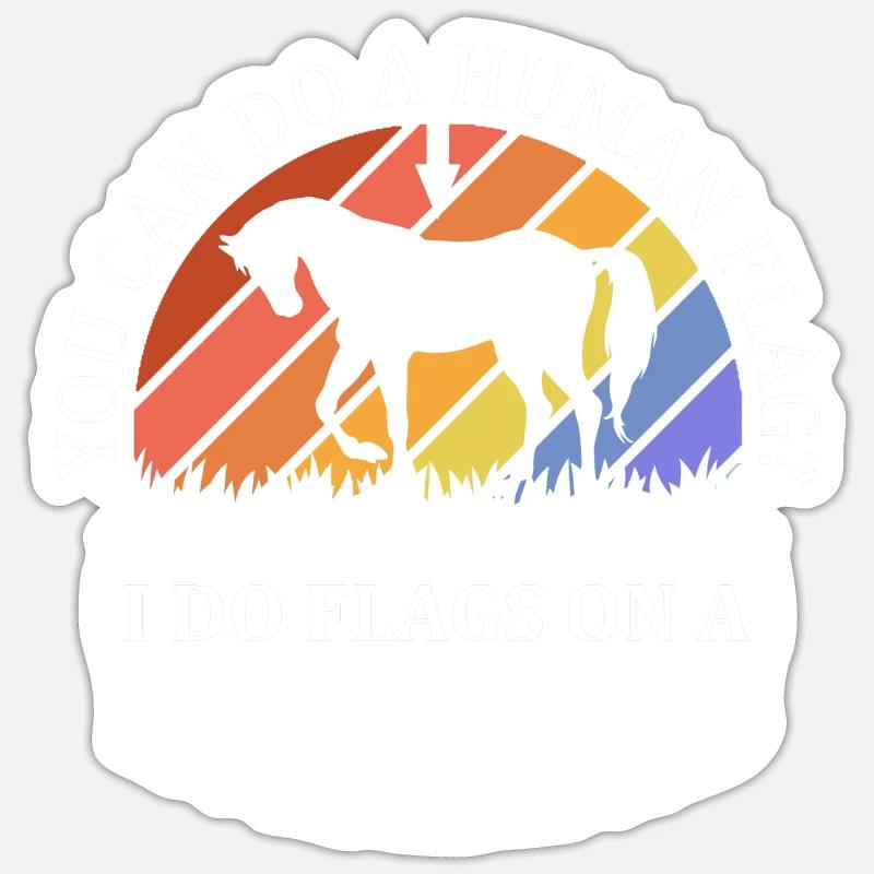 Voûter je fais des drapeaux à cheval Sticker taille S (10 x 10 cm)