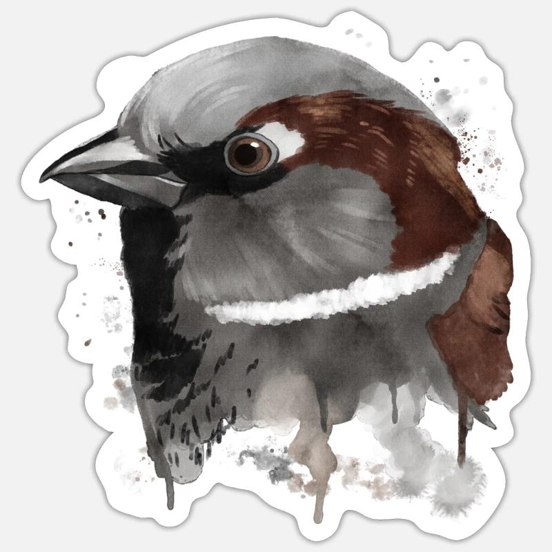 Splash Bird Sparrow Sticker size S (10 x 10 cm)