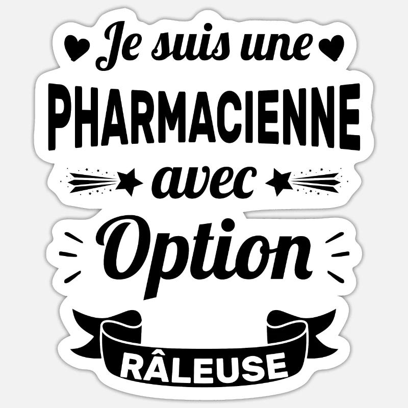 Je suis une pharmacienne avec option râleuse - Sticker taille S (10 x 10 cm) - blanc mat