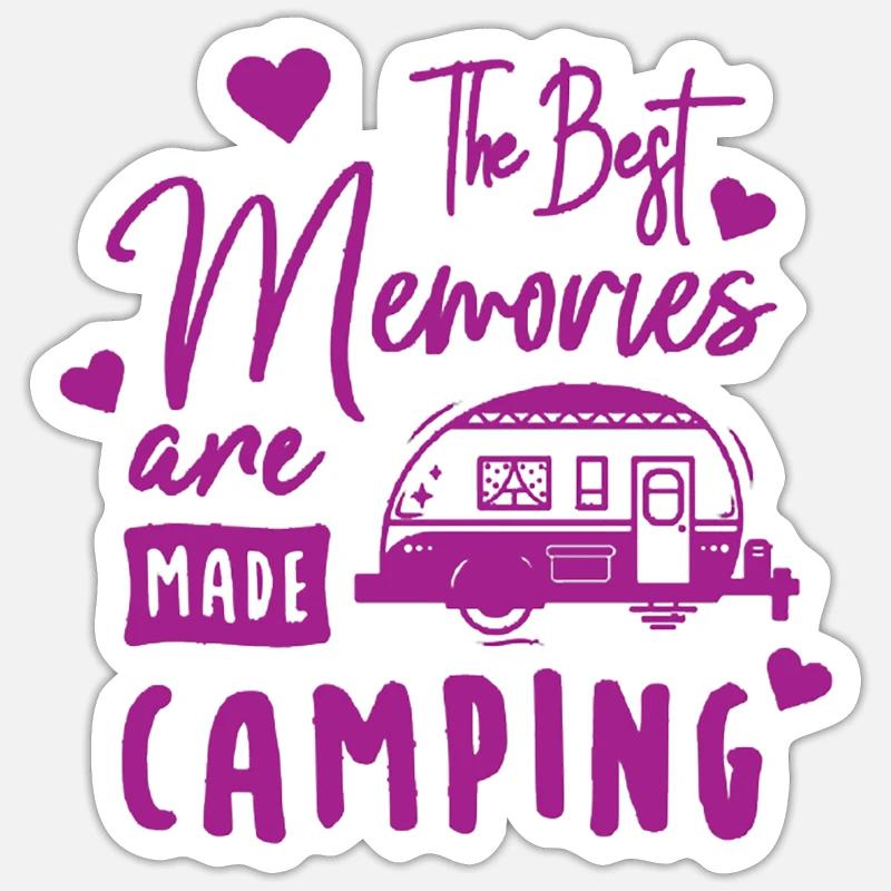 Camping Erinnerungen Wandershirt - Sticker Größe S (10 x 10 cm) - Mattweiß