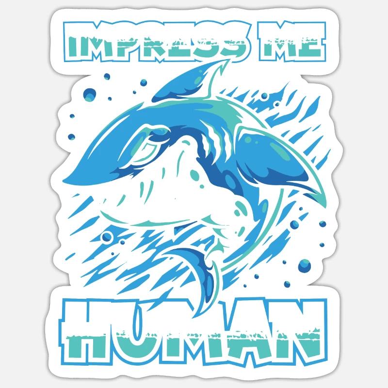 Requin - Sticker taille S (10 x 10 cm) - blanc mat