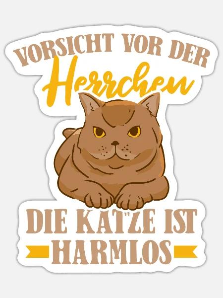Katze Mietzekatze Hauskatze - Sticker Größe S (10 x 10 cm) - Mattweiß
