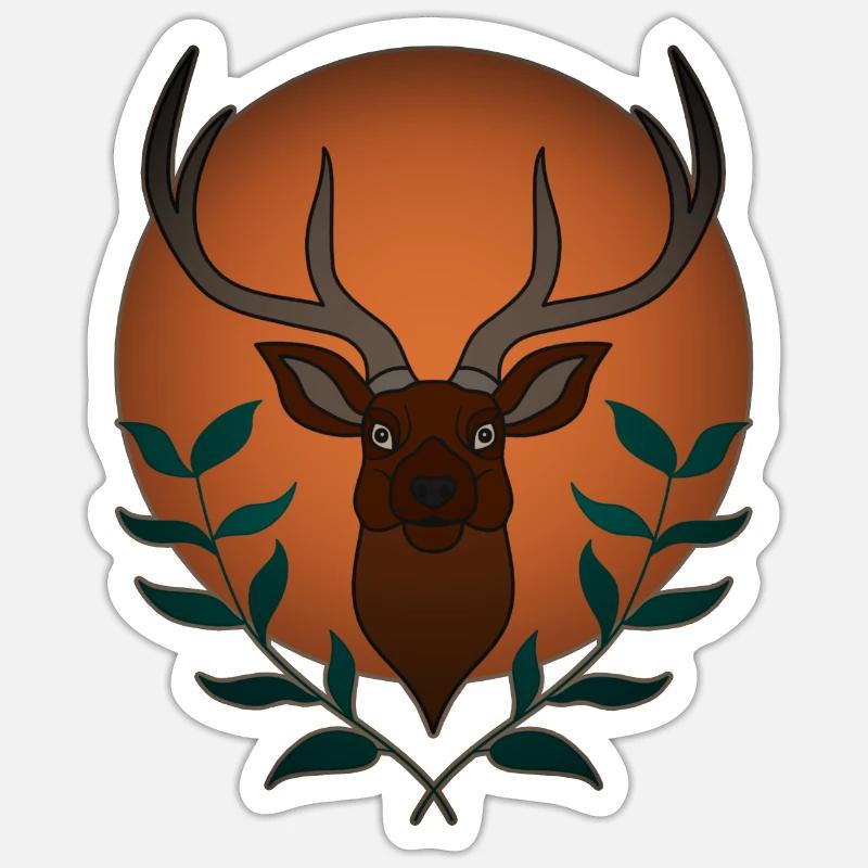Rothirsch Geweih mit Hirschgeweih Sticker Größe S (10 x 10 cm)