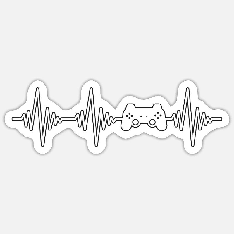 gaming controller Herzschlag Sticker Größe S (10 x 10 cm)