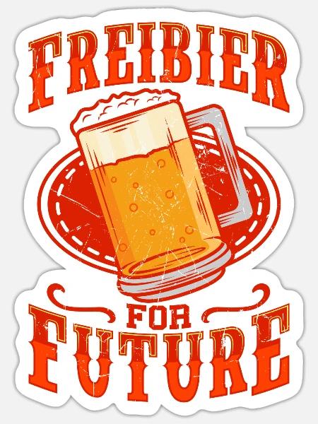 Biertrinker Freibier For Future - Sticker Größe S (10 x 10 cm) - Mattweiß