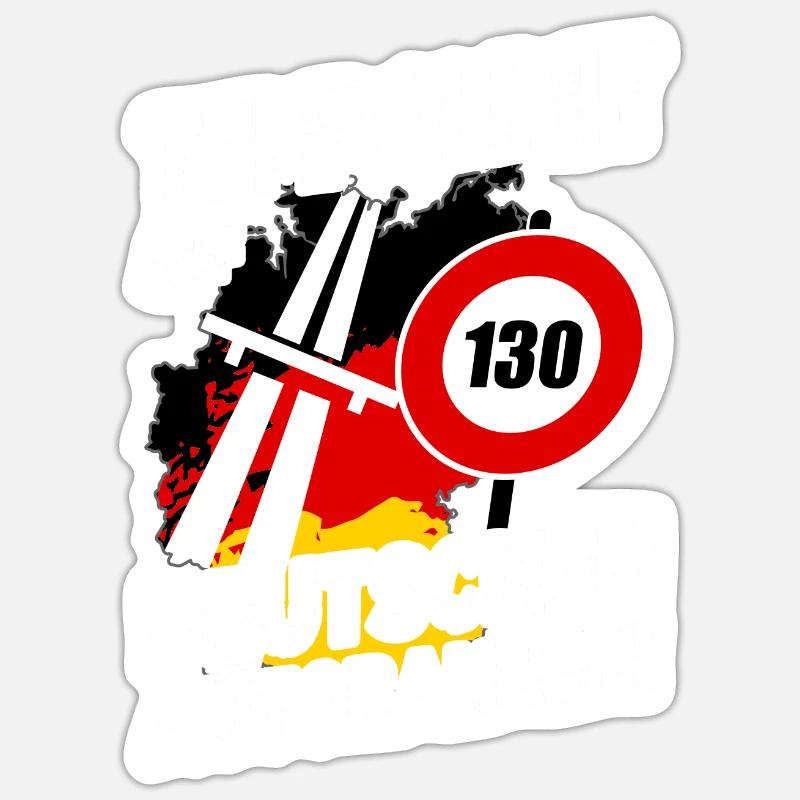 Autobahn Tempolimit Tempolimit Auf Deutschen - Sticker Größe S (10 x 10 cm) - Mattweiß