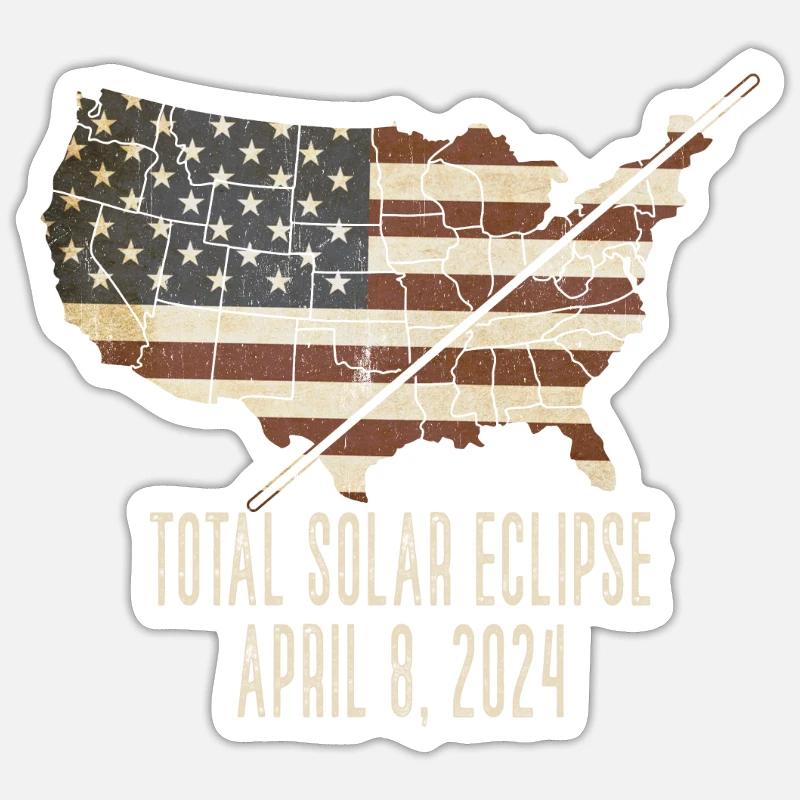 Total Solar Eclipse 8. April 2024 Totality USA Map Sticker Größe S (10 x 10 cm)