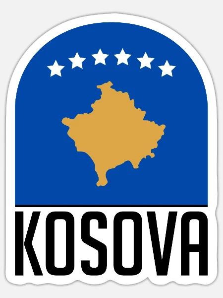 Kosova Schriftzug mit Länderflagge - Sticker Größe S (10 x 10 cm) - Mattweiß