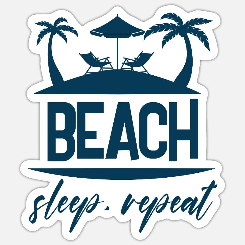 beach sleep repeat design - Sticker size S (10 x 10 cm) - white matte