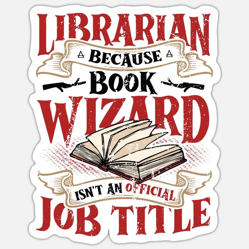 Funny librarian theme - Sticker size S (10 x 10 cm) - white matte