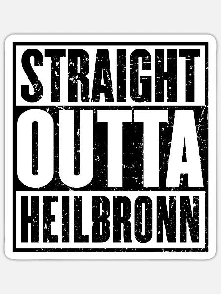 Direkt Outta Heilbronn - Sticker Größe S (10 x 10 cm) - Mattweiß