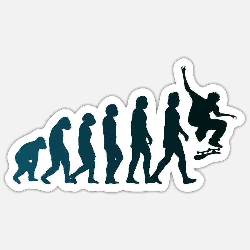 Skateboarder Skateboard Evolution - Sticker Größe S (10 x 10 cm) - Mattweiß