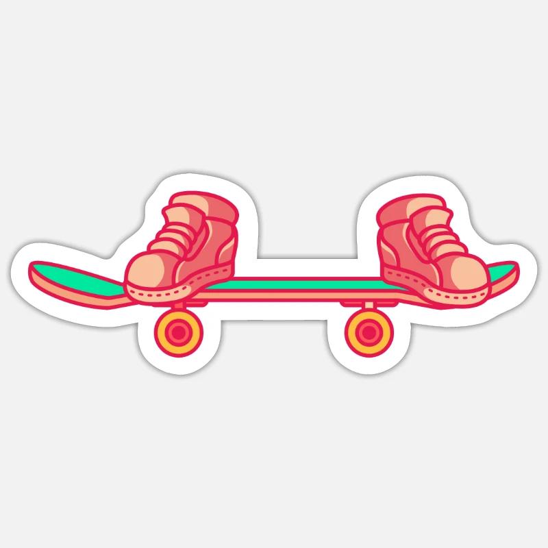 Skateboarder Sneaker Sur Skateboard - Sticker taille S (10 x 10 cm) - blanc mat