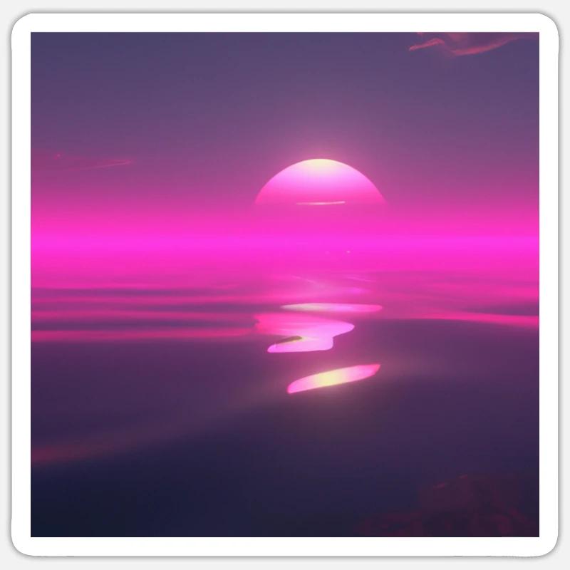 Sunset Retro - Sticker size S (10 x 10 cm) - white matte