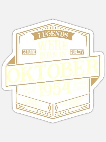 Oktober 1954 Geburtstag Mann - Sticker Größe S (10 x 10 cm) - Mattweiß