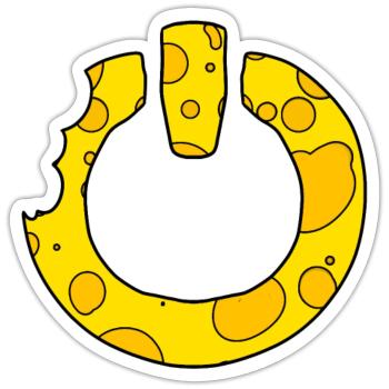 Käse Power on Schalter - Sticker Größe S (10 x 10 cm) - Mattweiß - Vorne