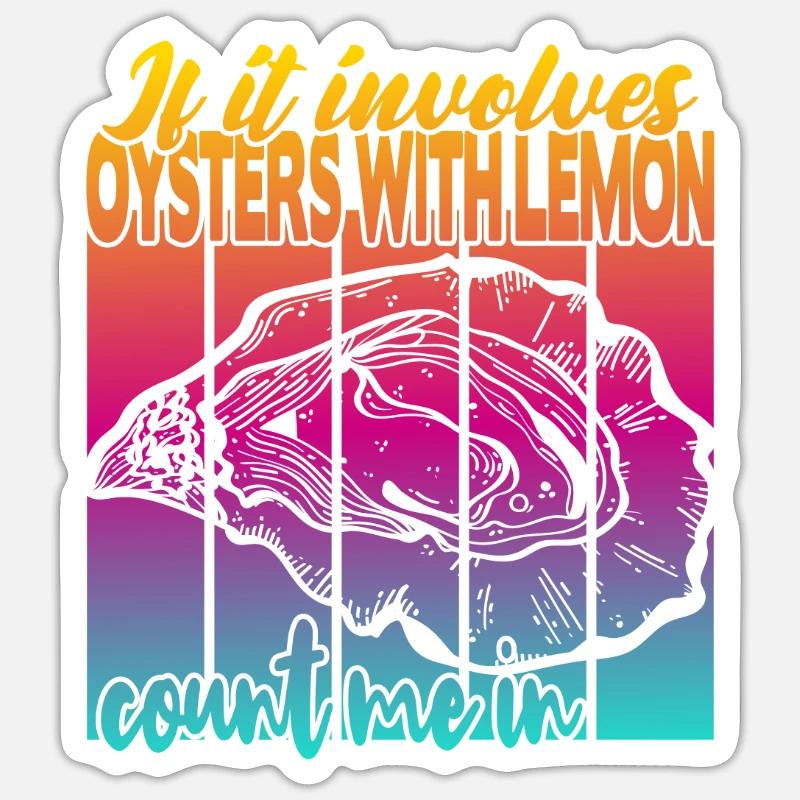 Oysters with lemon - Sticker size S (10 x 10 cm) - white matte