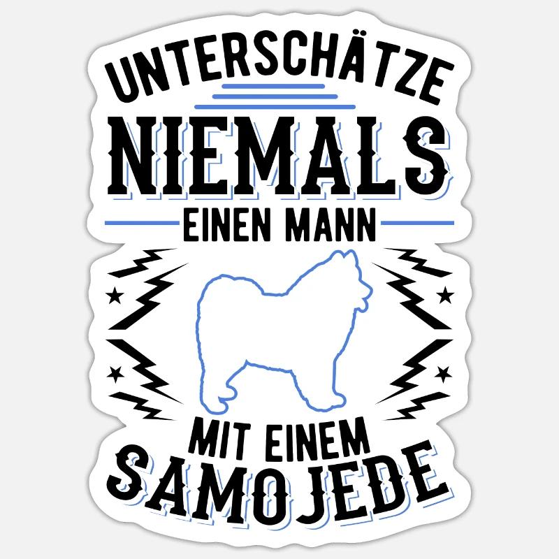 Samojede Mann Schlittenhund Samojeden - Sticker Größe S (10 x 10 cm) - Mattweiß
