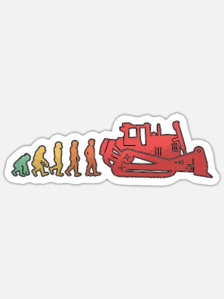 Bagger Planierraupe Bulldozer Bauarbeiter Geschenk - Sticker Größe S (10 x 10 cm) - Mattweiß