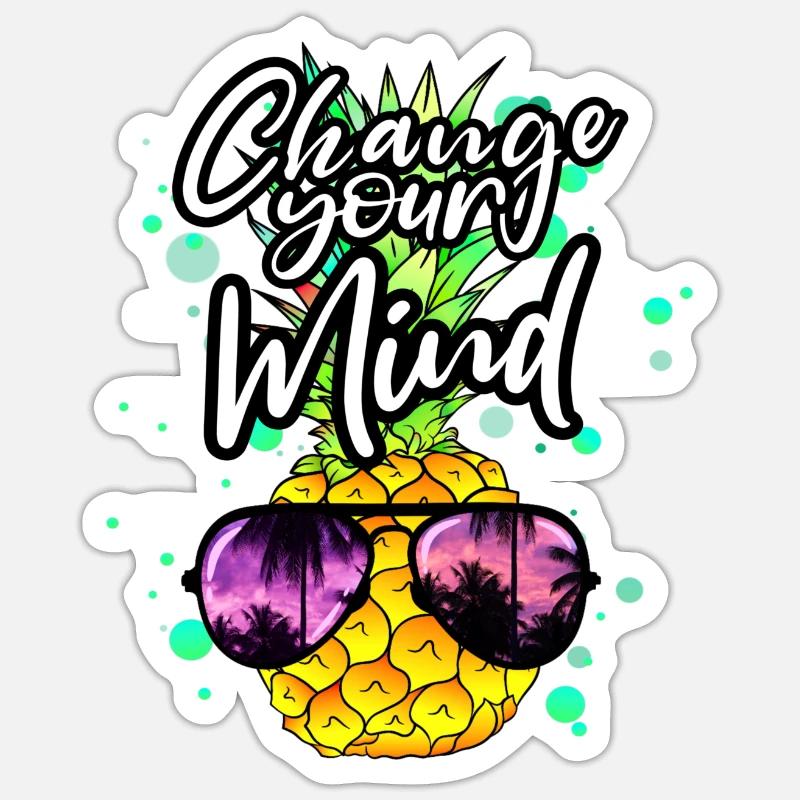 coole Ananas Change your Mind - Sticker Größe S (10 x 10 cm) - Mattweiß