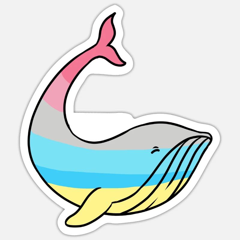 Wal Genderflux Pride - Sticker Größe S (10 x 10 cm) - Mattweiß