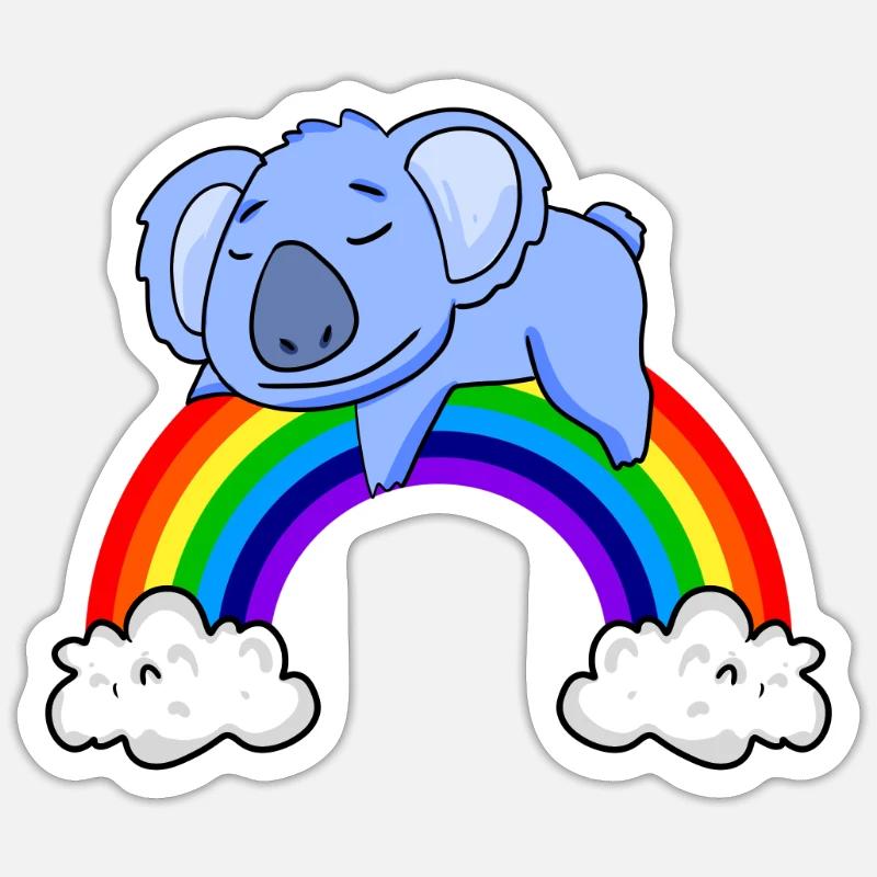 Koala arc-en-ciel - Sticker taille S (10 x 10 cm) - blanc mat