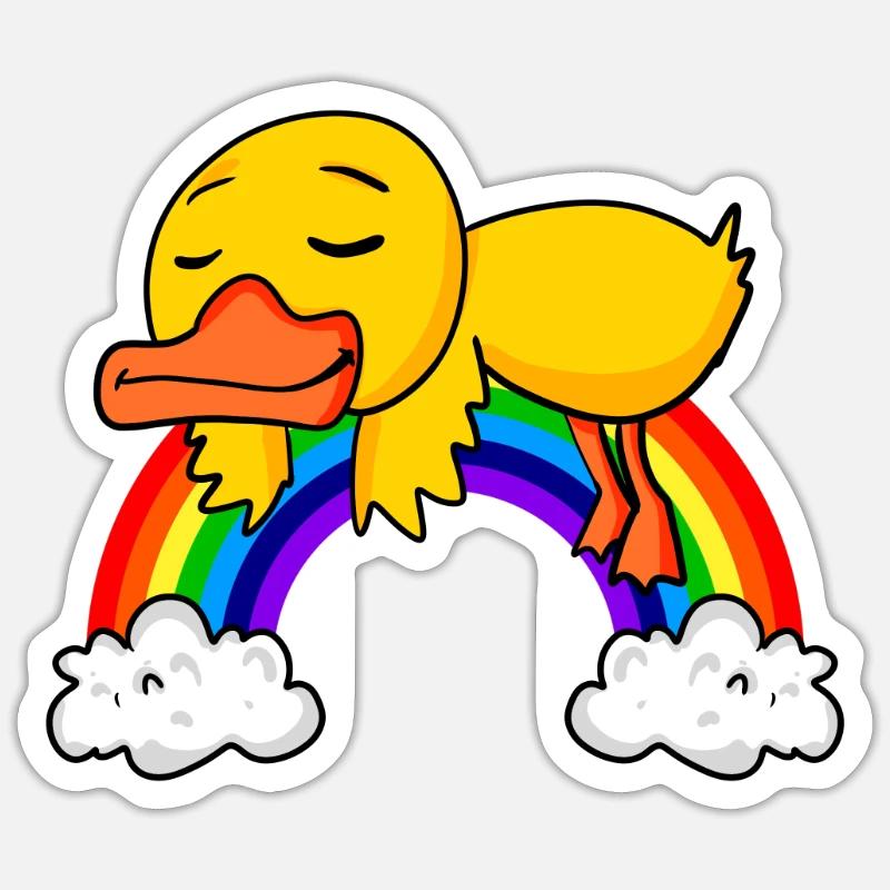 Rainbow Duck - Sticker size S (10 x 10 cm) - white matte